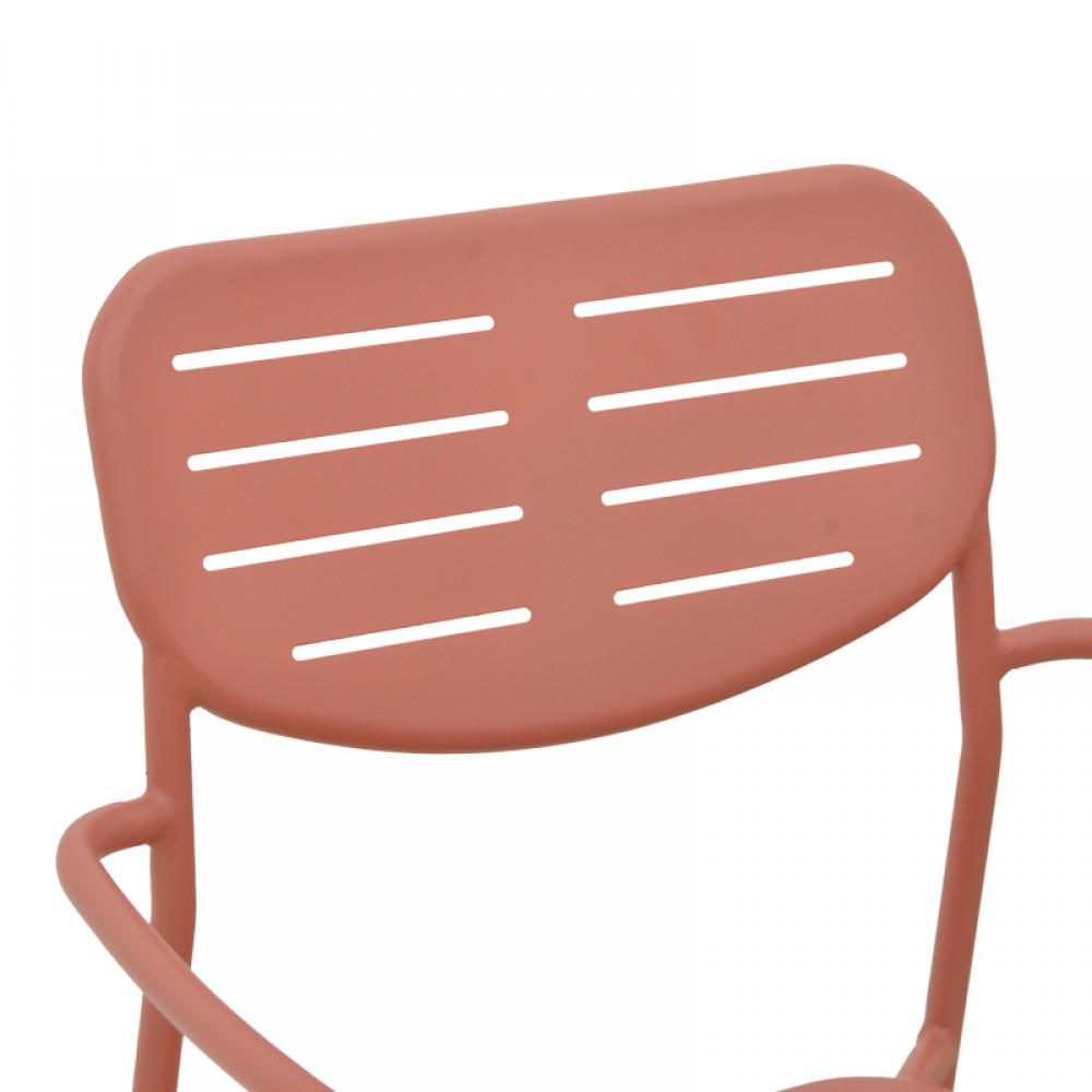 Πολυθρόνα Deraby Pakoworld Στοιβαζόμενη Terracotta Μέταλλο 56X45.5X83Εκ