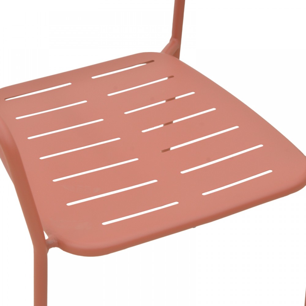 Πολυθρόνα Deraby Pakoworld Στοιβαζόμενη Terracotta Μέταλλο 56X45.5X83Εκ