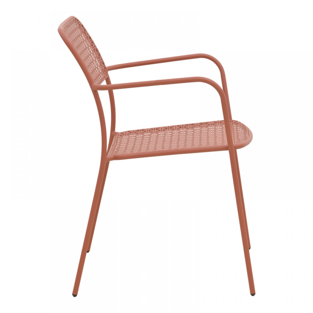 Πολυθρόνα Federal Pakoworld Στοιβαζόμενη Terracotta Μέταλλο 57X58X81.5Εκ