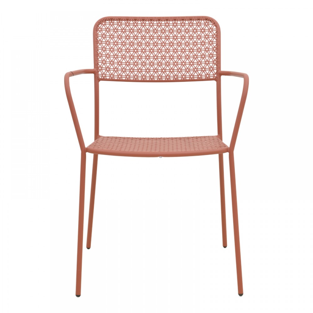Πολυθρόνα Federal Pakoworld Στοιβαζόμενη Terracotta Μέταλλο 57X58X81.5Εκ