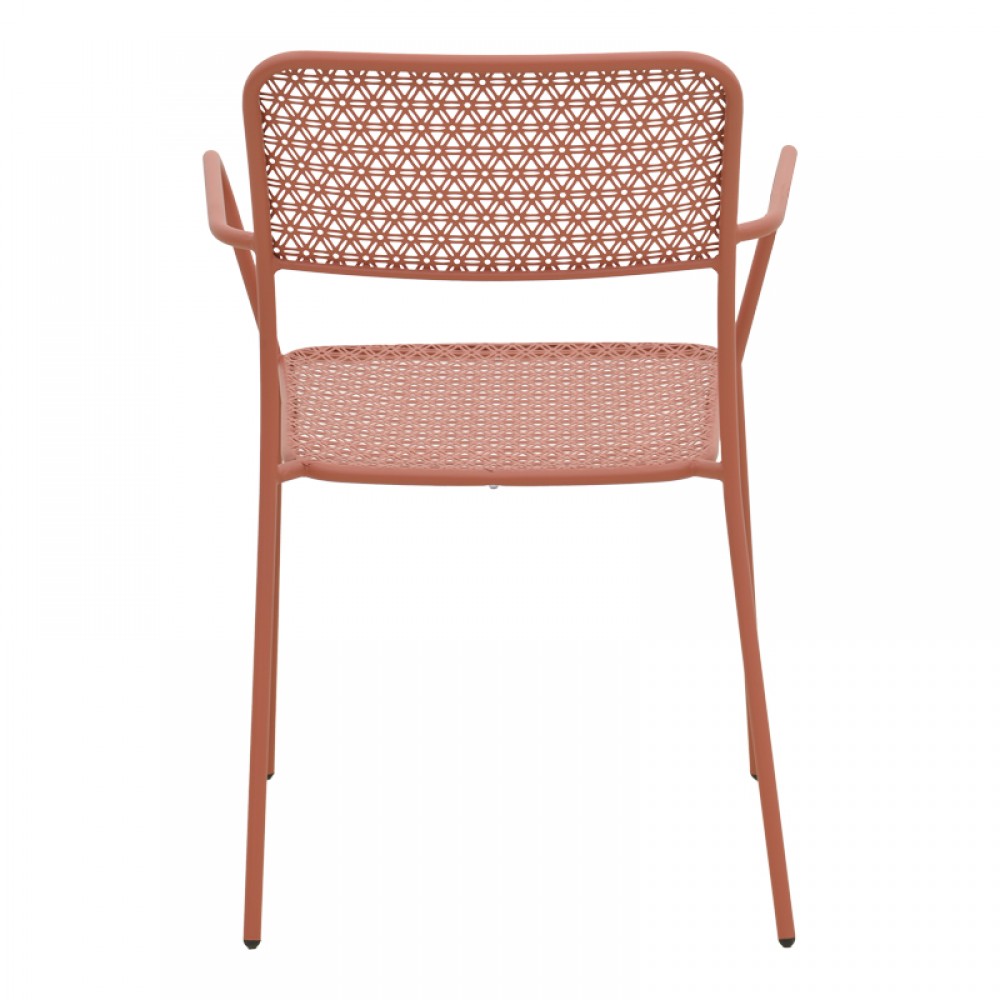 Πολυθρόνα Federal Pakoworld Στοιβαζόμενη Terracotta Μέταλλο 57X58X81.5Εκ