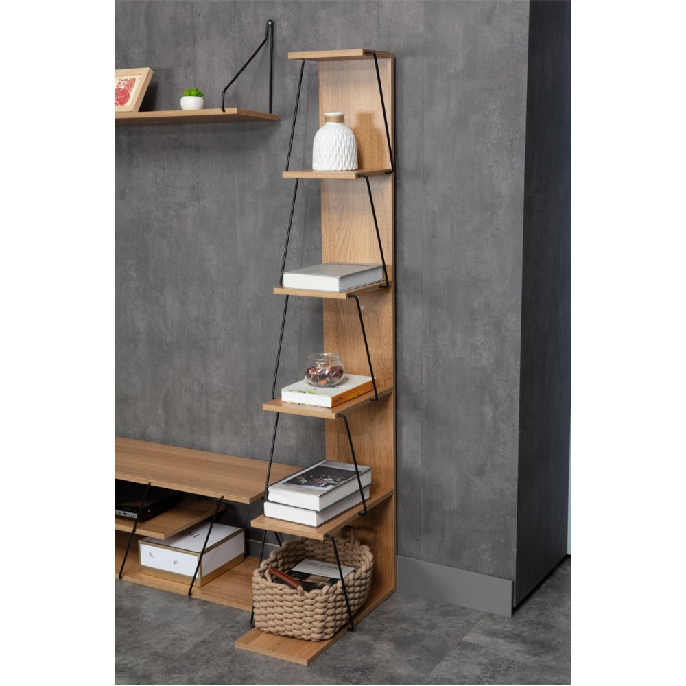 Βιβλιοθήκη Mini Tars Pakoworld Sonoma-Μαύρο 50X22X150Εκ