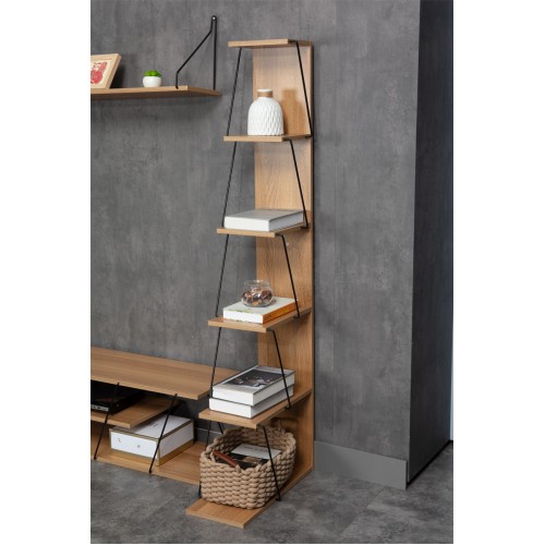 Βιβλιοθήκη Mini Tars Pakoworld Sonoma-Μαύρο 50X22X150Εκ