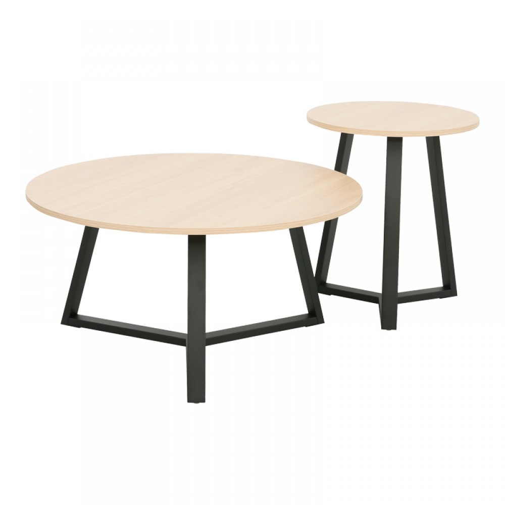 Τραπέζι Σαλονιού Berton Pakoworld Taupe Με Μαύρο Μέταλλο Φ80X40Εκ