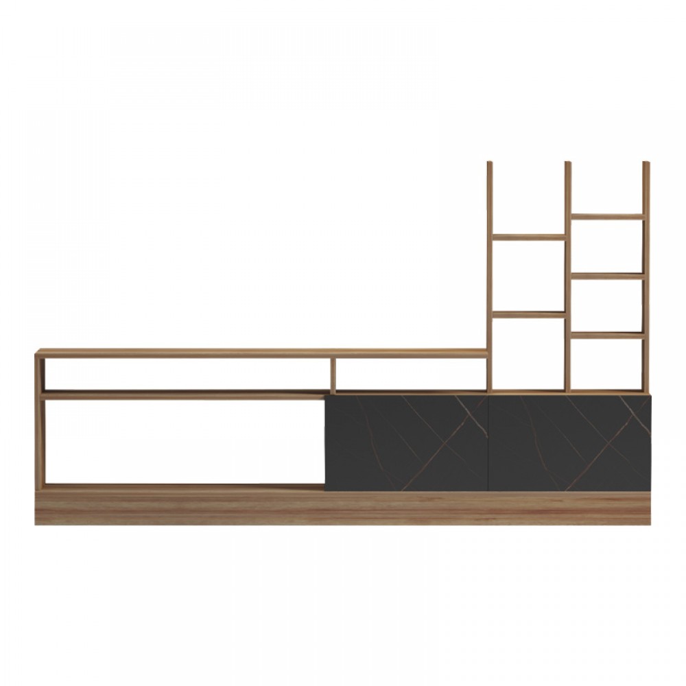 Σύνθετο Σαλονιού Seruno Pakoworld Oak - Μαύρο Μαρμάρου 170X25X100Εκ
