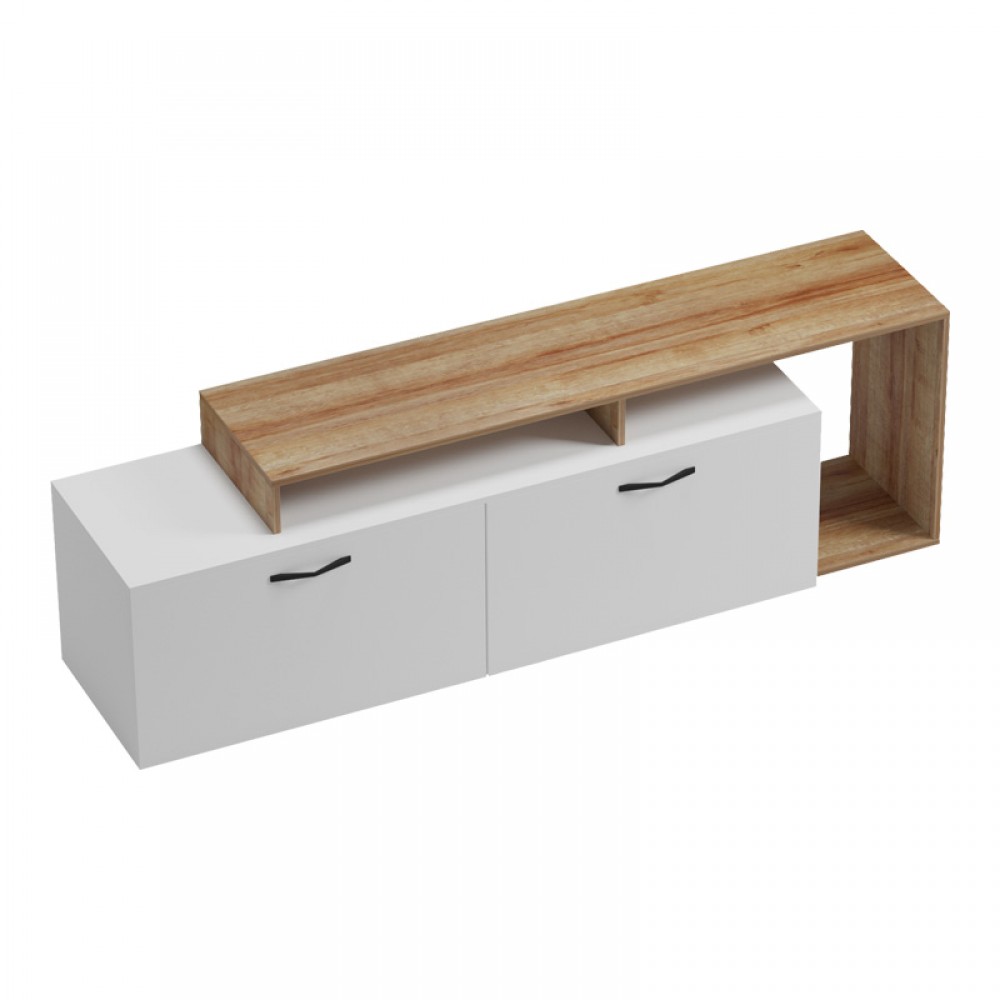 Έπιπλο Τηλεόρασης Tobler Pakoworld Σε Oak- Λευκή Απόχρωση 170X40X53Εκ