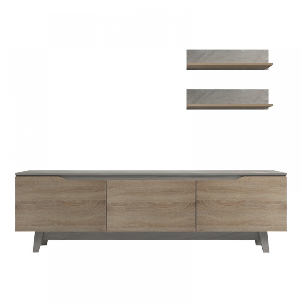 Σύνθετο Σαλονιού Kasia Pakoworld Μπεζ Μαρμάρου-Sonoma 180X35X48.5Εκ