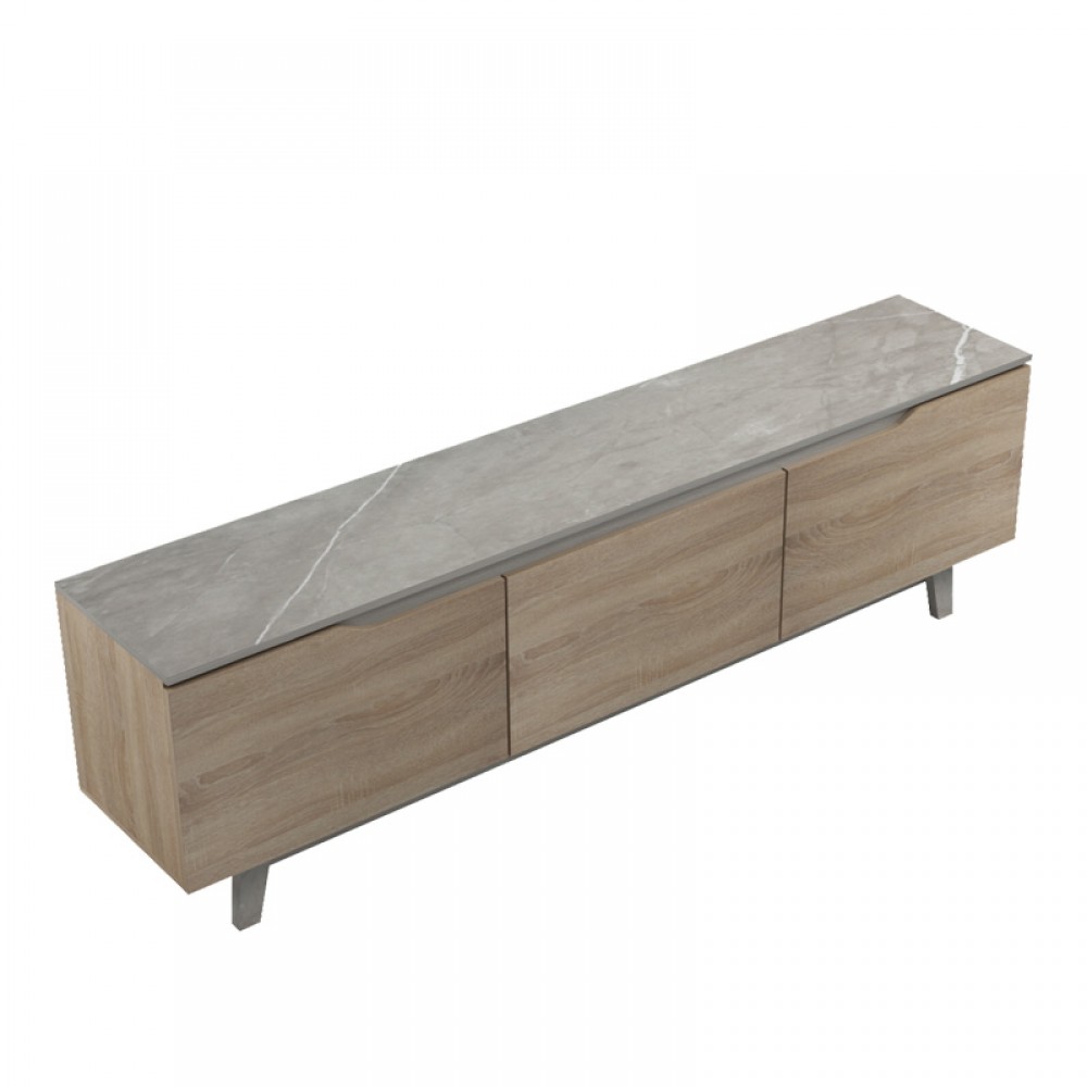 Έπιπλο Τηλεόρασης Kasandra Pakoworld Μπεζ Μαρμάρου-Sonoma 180X35X48.5Εκ