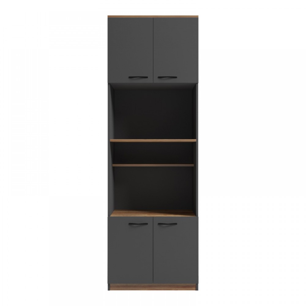 Ντουλάπα Κουζίνας Rowan Pakoworld Σε Ανθρακί-Oak Απόχρωση 60X42X182Εκ