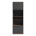 Ντουλάπα Κουζίνας Rowan Pakoworld Σε Ανθρακί-Oak Απόχρωση 60X42X182Εκ
