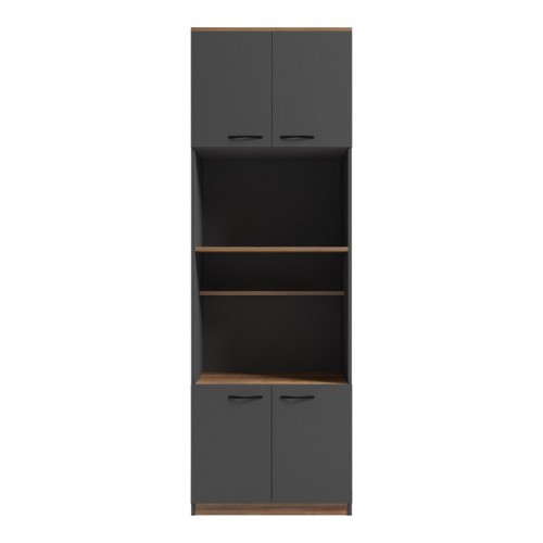 Ντουλάπα Κουζίνας Rowan Pakoworld Σε Ανθρακί-Oak Απόχρωση 60X42X182Εκ
