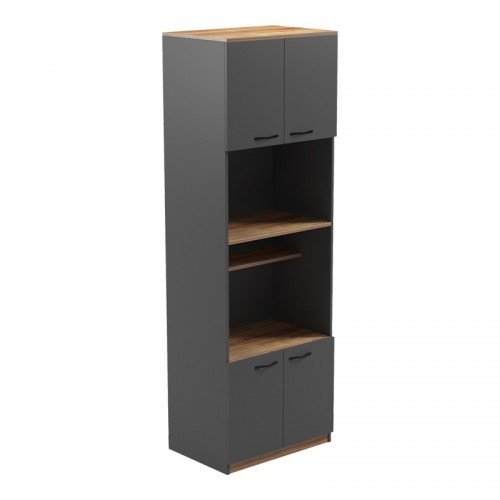 Ντουλάπα Κουζίνας Rowan Pakoworld Σε Ανθρακί-Oak Απόχρωση 60X42X182Εκ