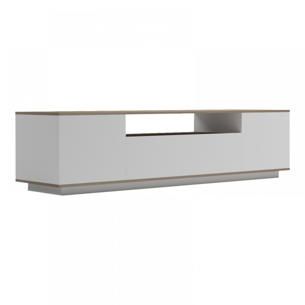 Έπιπλο Τηλεόρασης Winey Pakoworld Σε Sonoma-Λευκή Απόχρωση 180X44.5X44.5Εκ
