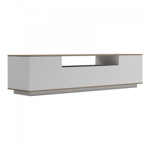 Έπιπλο Τηλεόρασης Winey Pakoworld Σε Sonoma-Λευκή Απόχρωση 180X44.5X44.5Εκ