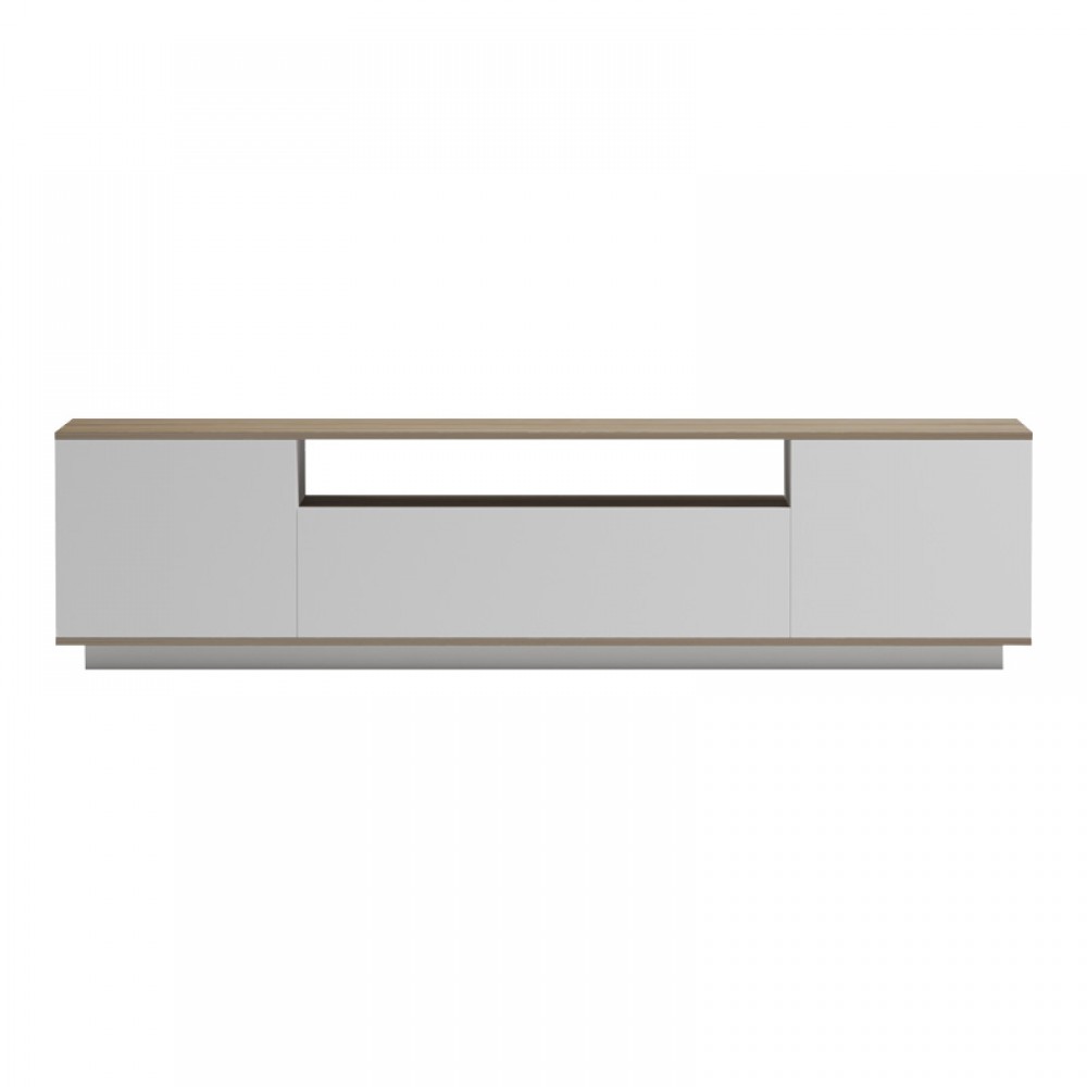 Έπιπλο Τηλεόρασης Winey Pakoworld Σε Sonoma-Λευκή Απόχρωση 180X44.5X44.5Εκ