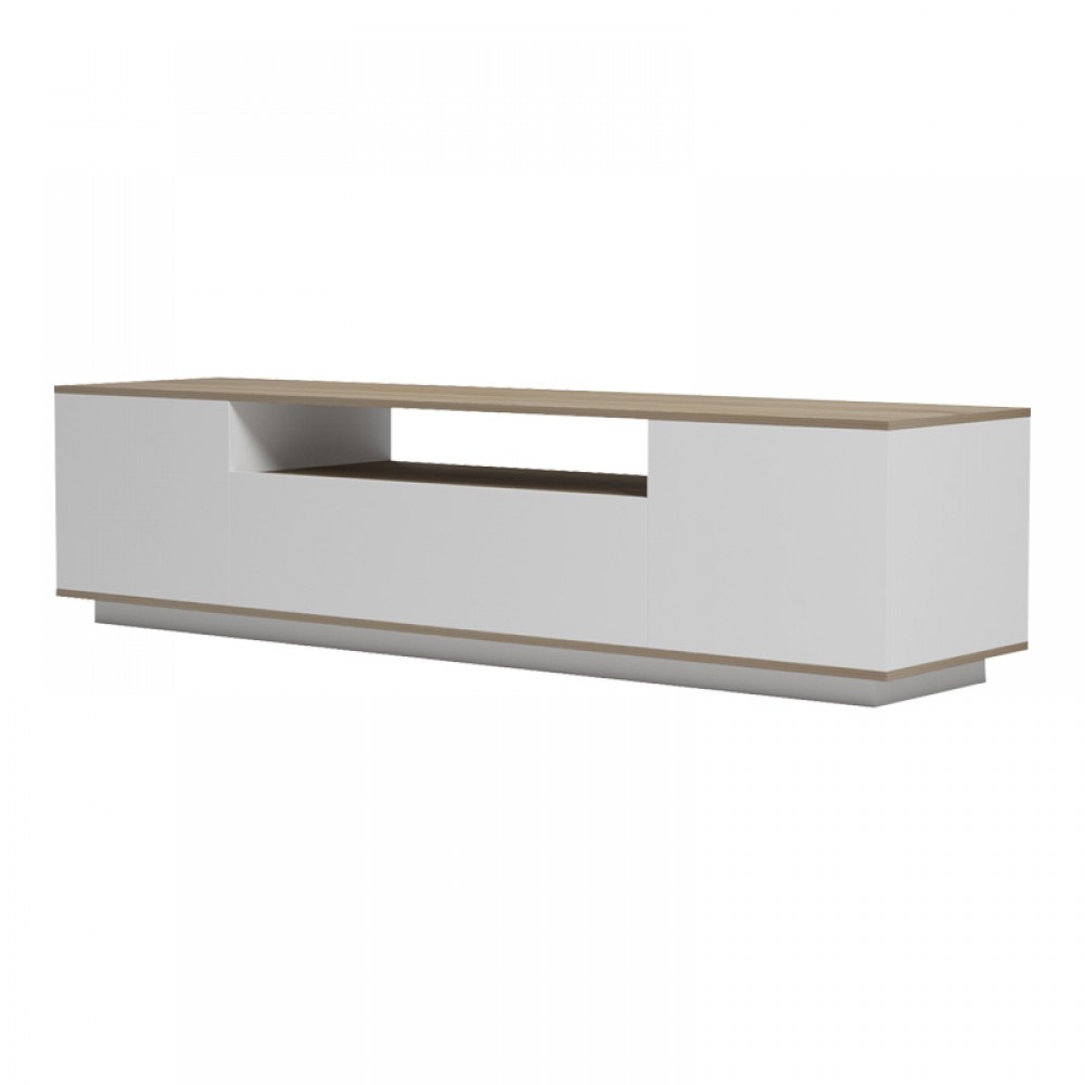 Έπιπλο Τηλεόρασης Winey Pakoworld Σε Sonoma-Λευκή Απόχρωση 180X44.5X44.5Εκ