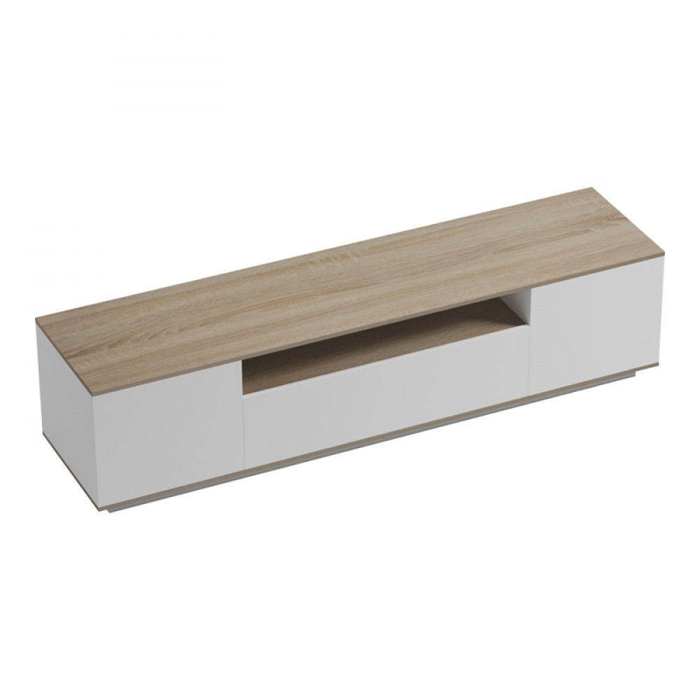 Έπιπλο Τηλεόρασης Winey Pakoworld Σε Sonoma-Λευκή Απόχρωση 180X44.5X44.5Εκ
