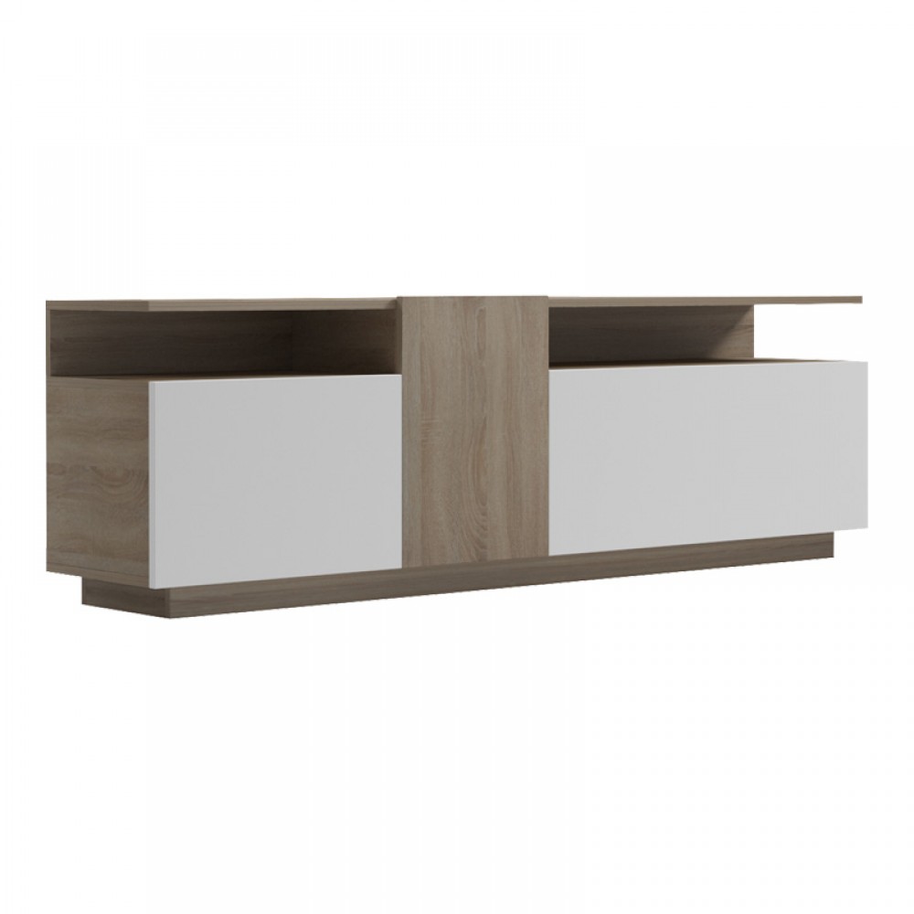Έπιπλο Τηλεόρασης Vendora Pakoworld Σε Sonoma-Λευκή Απόχρωση 150X29.5X46.3Εκ