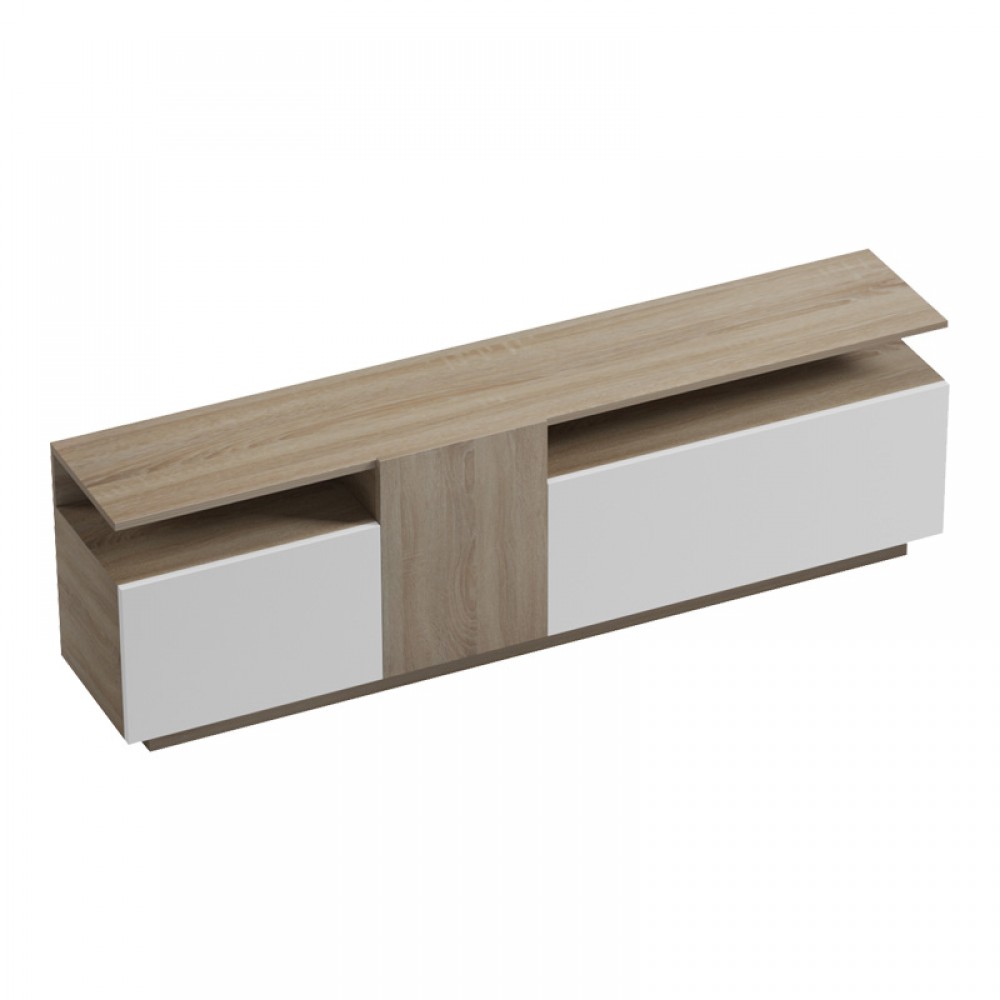 Έπιπλο Τηλεόρασης Vendora Pakoworld Σε Sonoma-Λευκή Απόχρωση 150X29.5X46.3Εκ