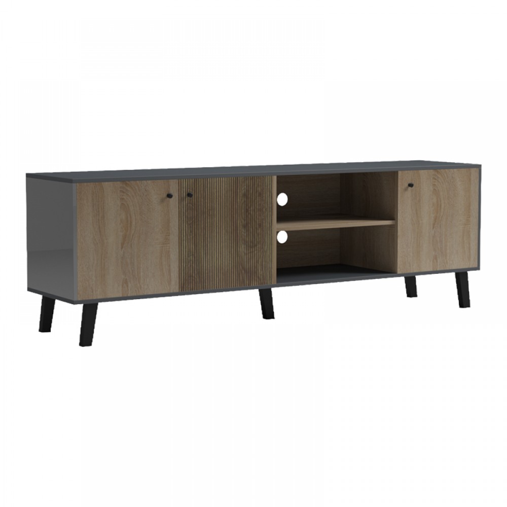 Έπιπλο Τηλεόρασης Tuscany Pakoworld Sonoma-Ανθρακί 180X41X51Εκ