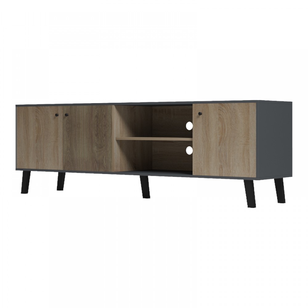 Έπιπλο Τηλεόρασης Tuscany Pakoworld Sonoma-Ανθρακί 180X41X51Εκ