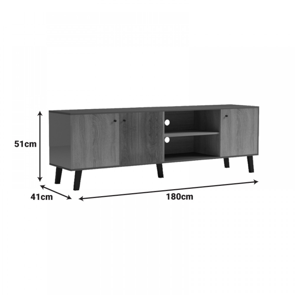 Έπιπλο Τηλεόρασης Tuscany Pakoworld Sonoma-Ανθρακί 180X41X51Εκ