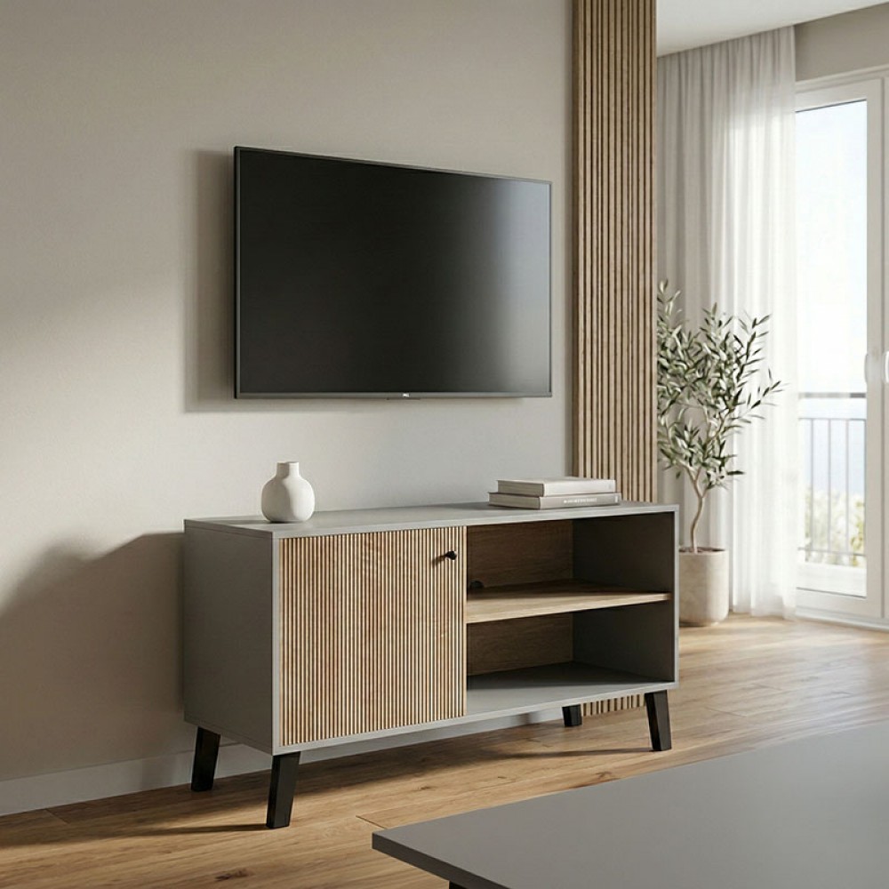 Έπιπλο Τηλεόρασης Tuscany Pakoworld Sonoma-Ανθρακί 100X40X51Εκ