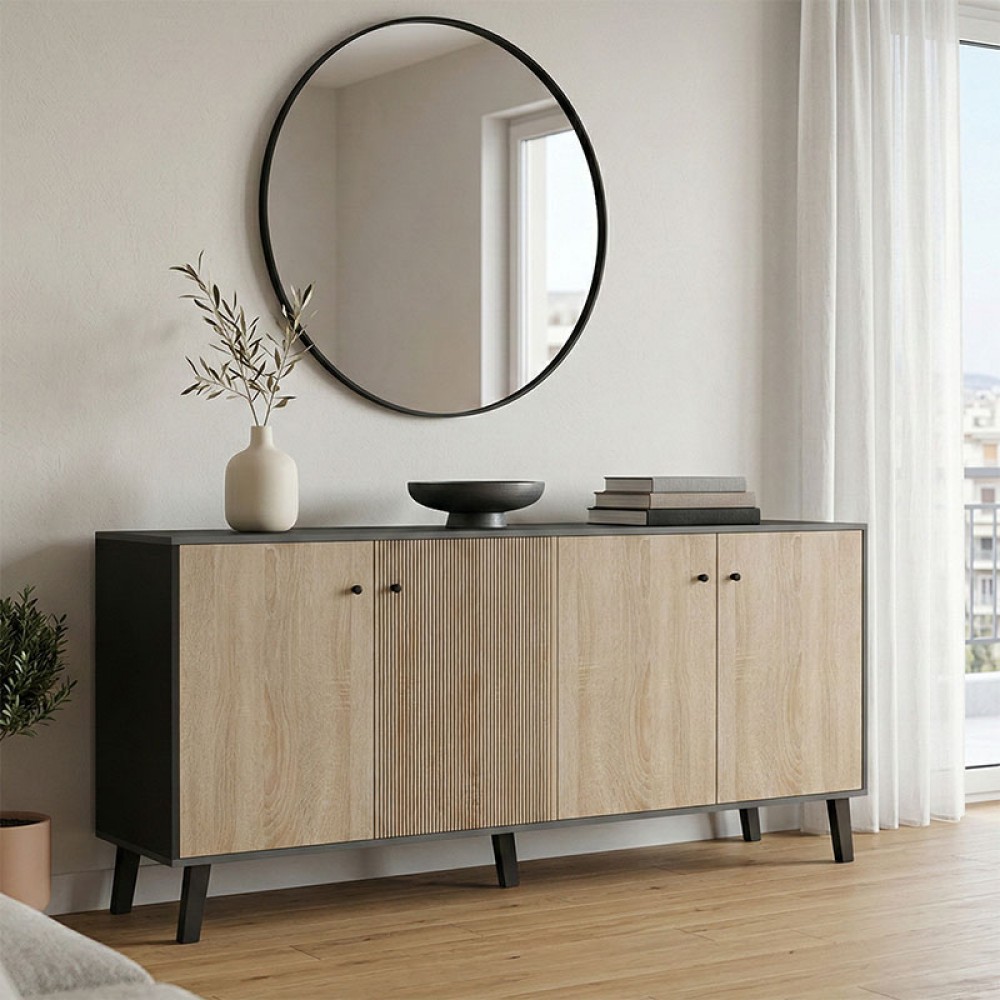 Μπουφές Tuscany Pakoworld Sonoma-Ανθρακί 180X40X78.6Εκ