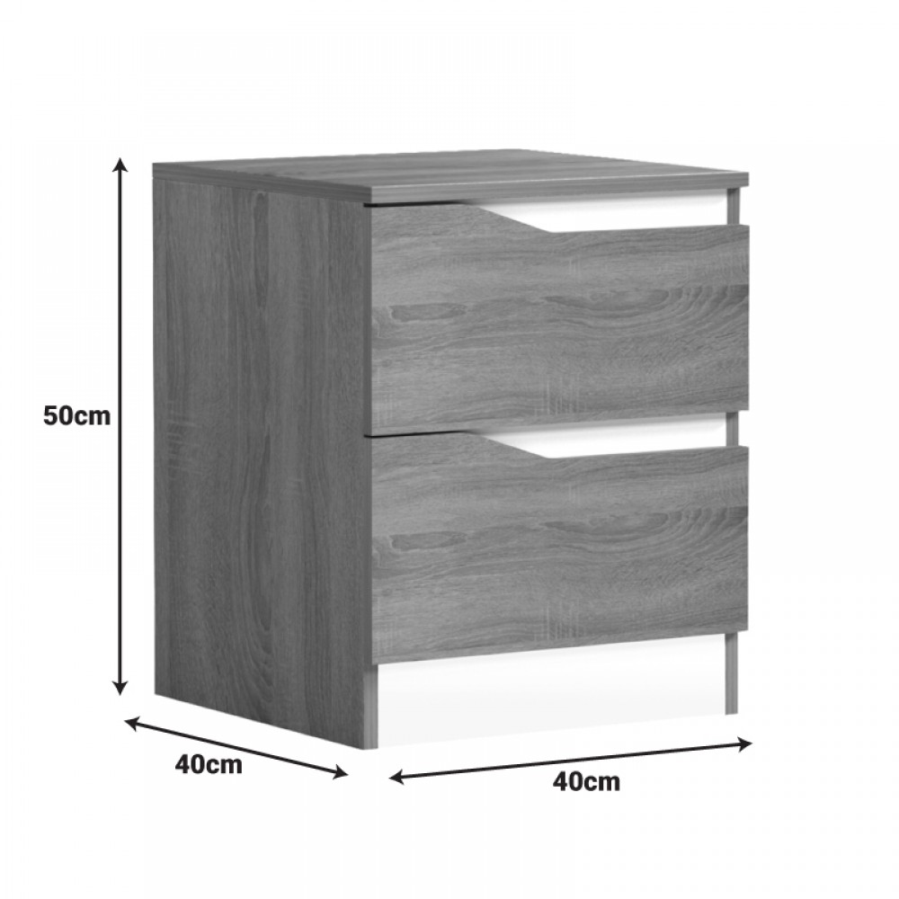Κομοδίνο Verena Pakoworld Sonoma-Λευκό 40X40X50Εκ