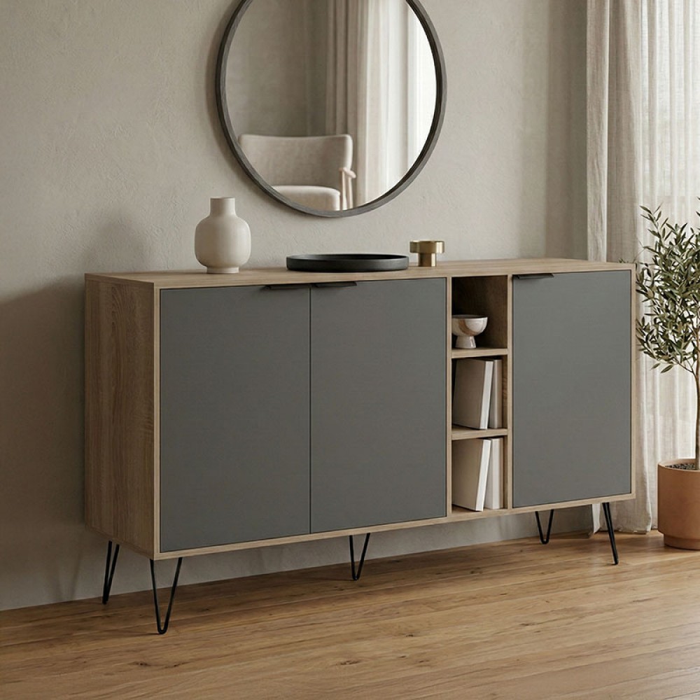 Μπουφές Balain Pakoworld Sonoma-Ανθρακί 142X35.5X83Εκ