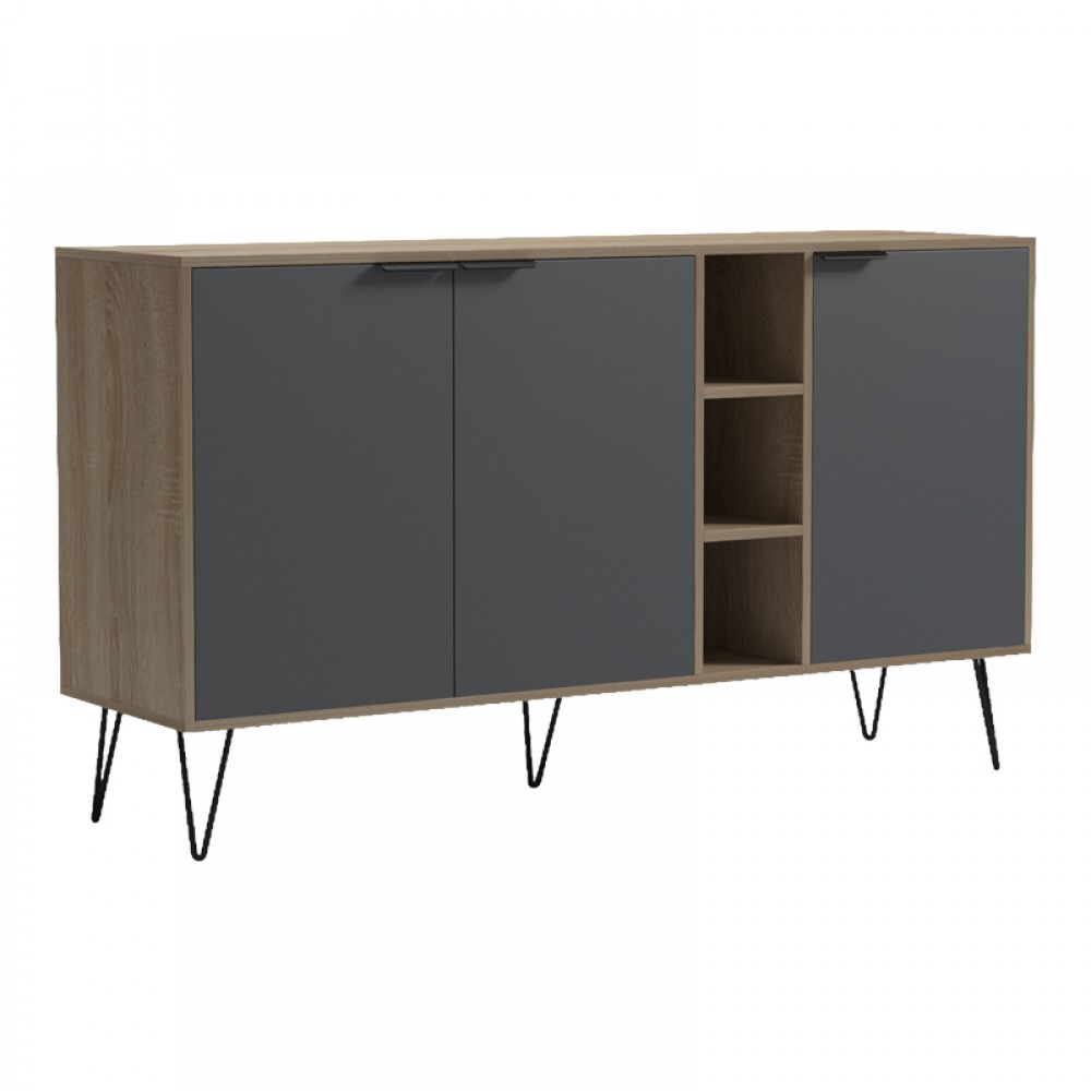 Μπουφές Balain Pakoworld Sonoma-Ανθρακί 142X35.5X83Εκ