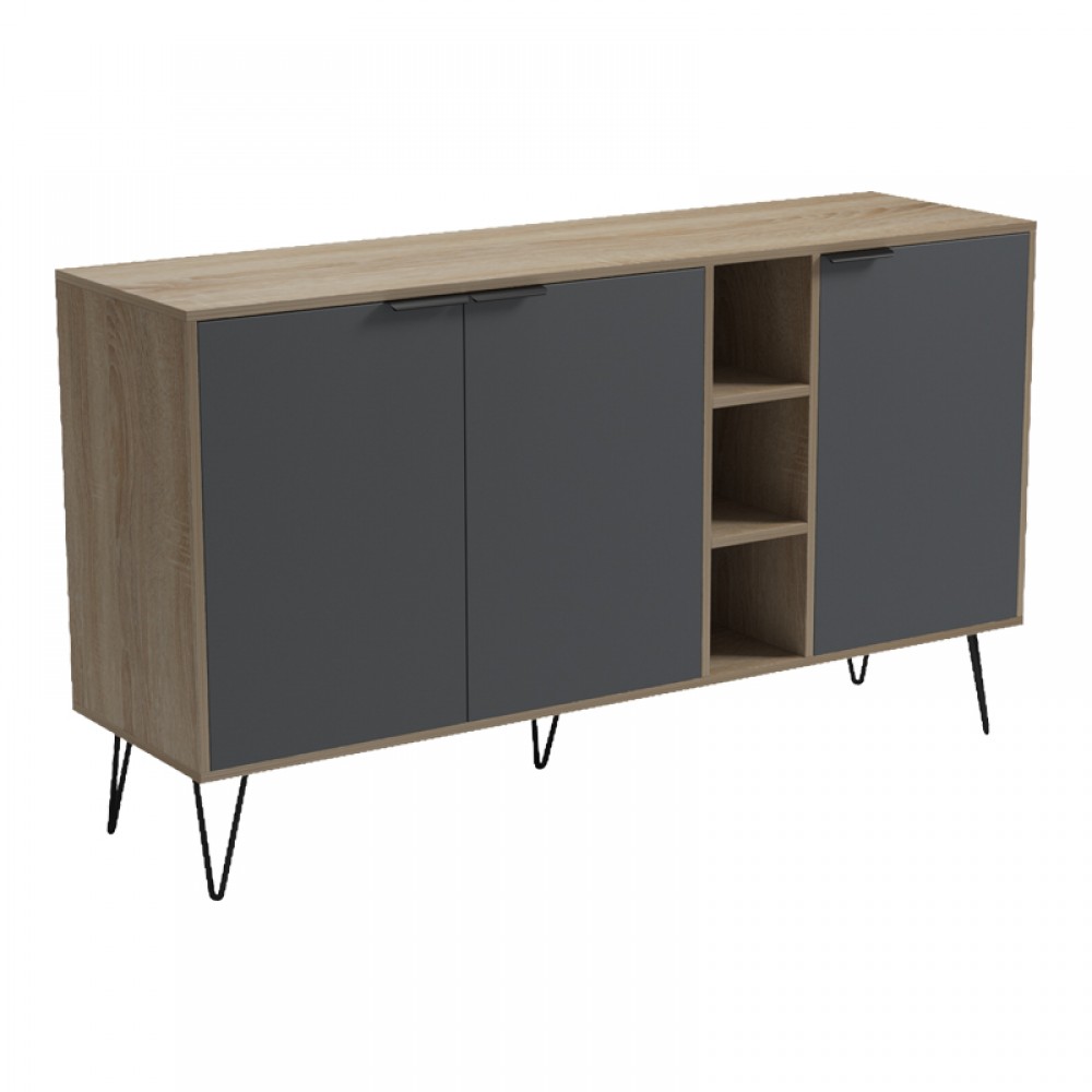 Μπουφές Balain Pakoworld Sonoma-Ανθρακί 142X35.5X83Εκ