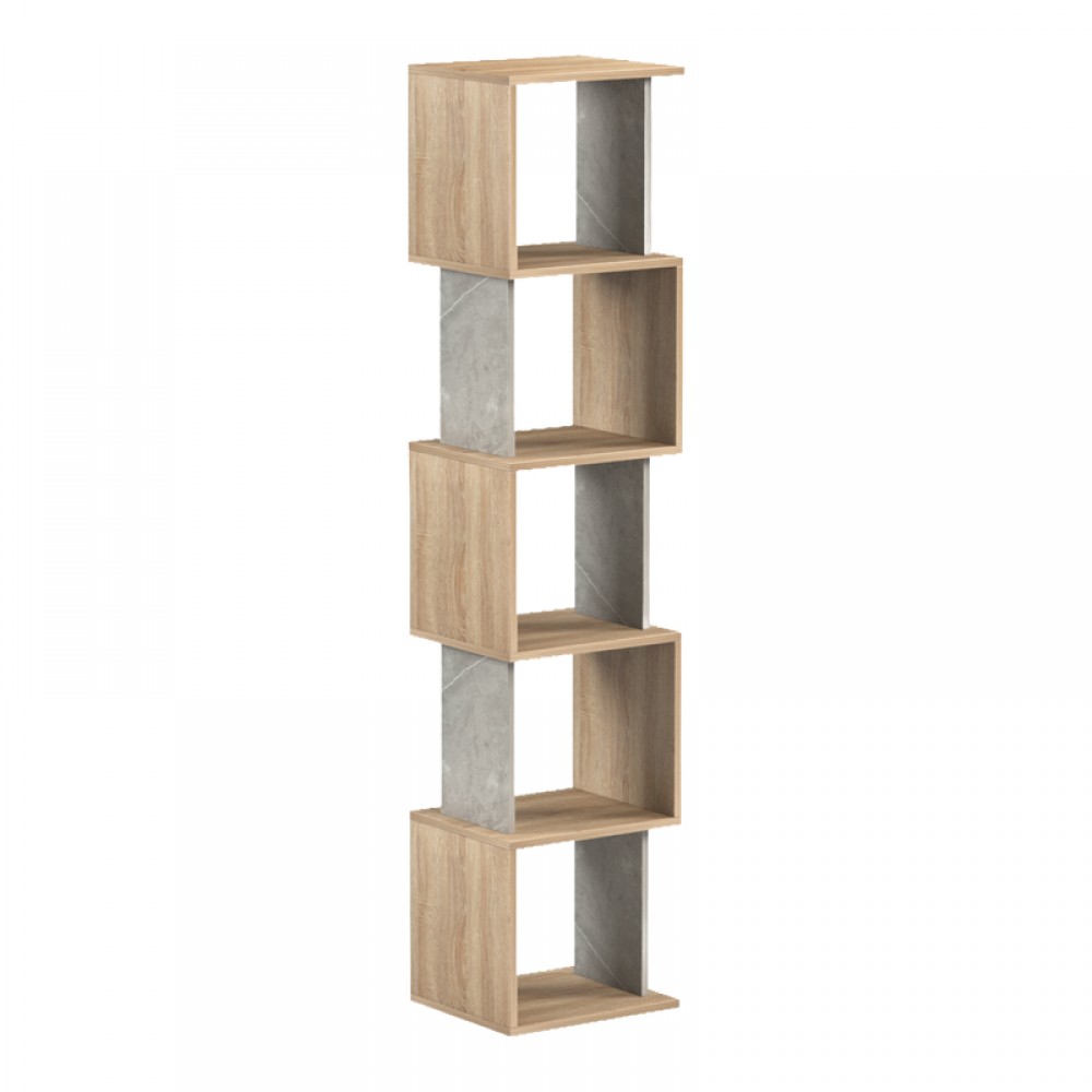 Βιβλιοθήκη Cubik Pakoworld Sonoma- Γκρι Μπεζ Οψη Μαρμάρου 35X30X161Εκ