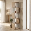 Βιβλιοθήκη Cubik Pakoworld Sonoma- Γκρι Μπεζ Οψη Μαρμάρου 35X30X161Εκ