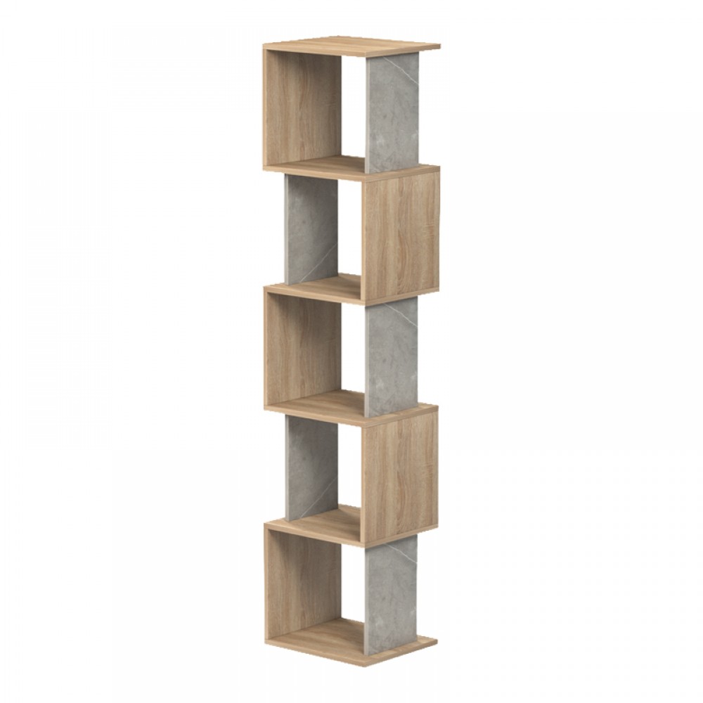 Βιβλιοθήκη Cubik Pakoworld Sonoma- Γκρι Μπεζ Οψη Μαρμάρου 35X30X161Εκ