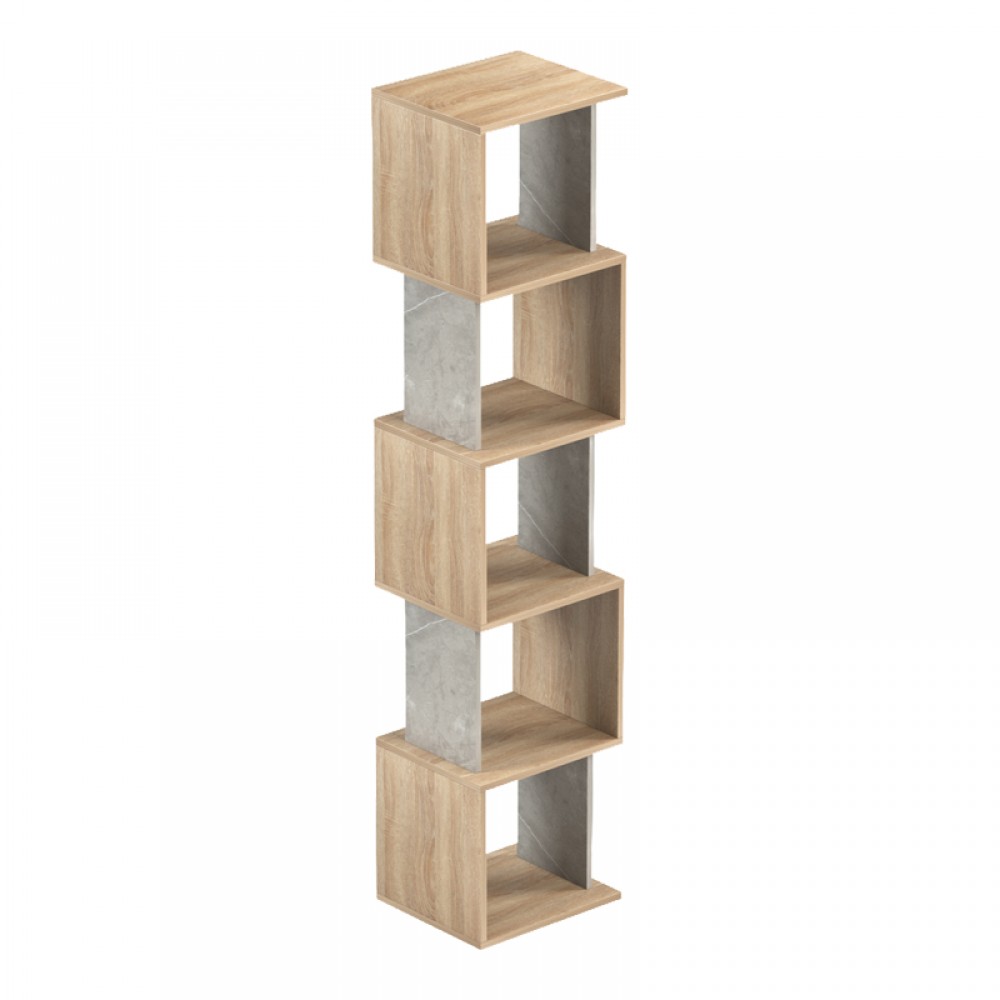 Βιβλιοθήκη Cubik Pakoworld Sonoma- Γκρι Μπεζ Οψη Μαρμάρου 35X30X161Εκ