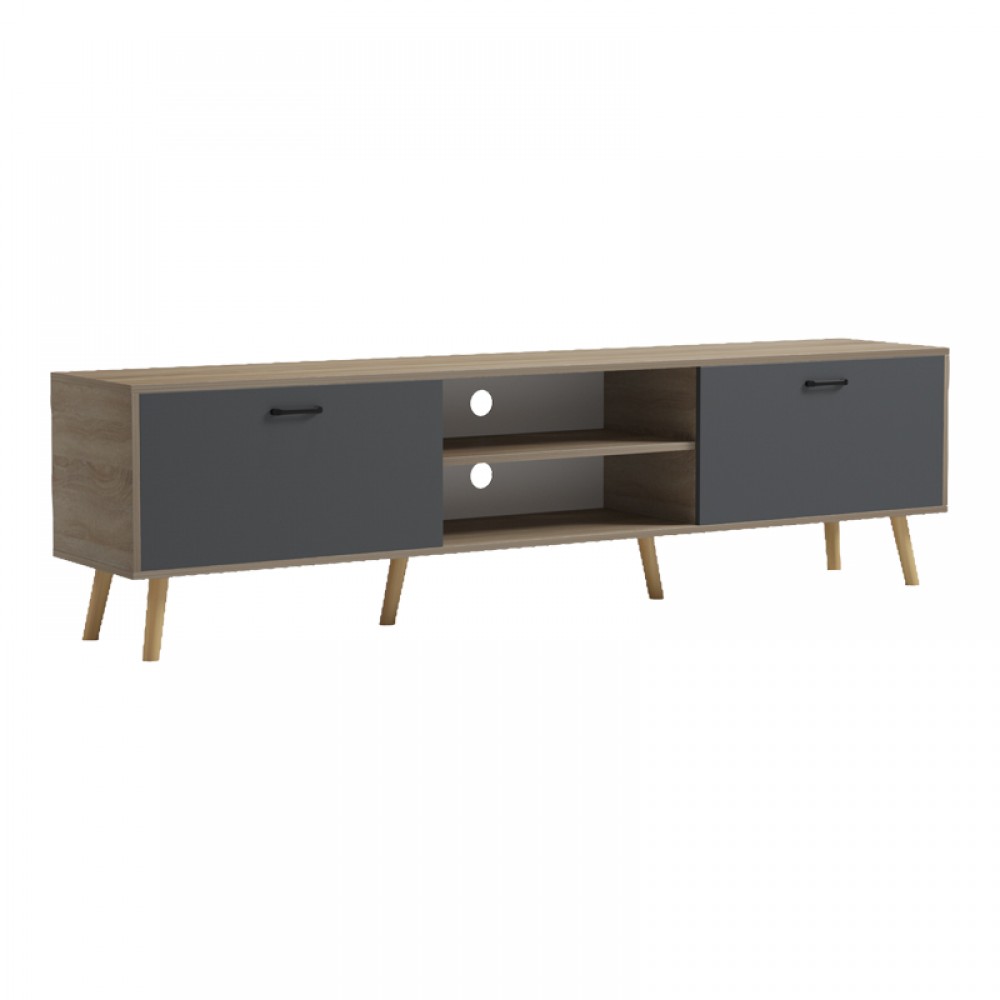 Έπιπλο Τηλεόρασης Gorna Pakoworld Sonoma-Ανθρακί 180X35X48.6Εκ