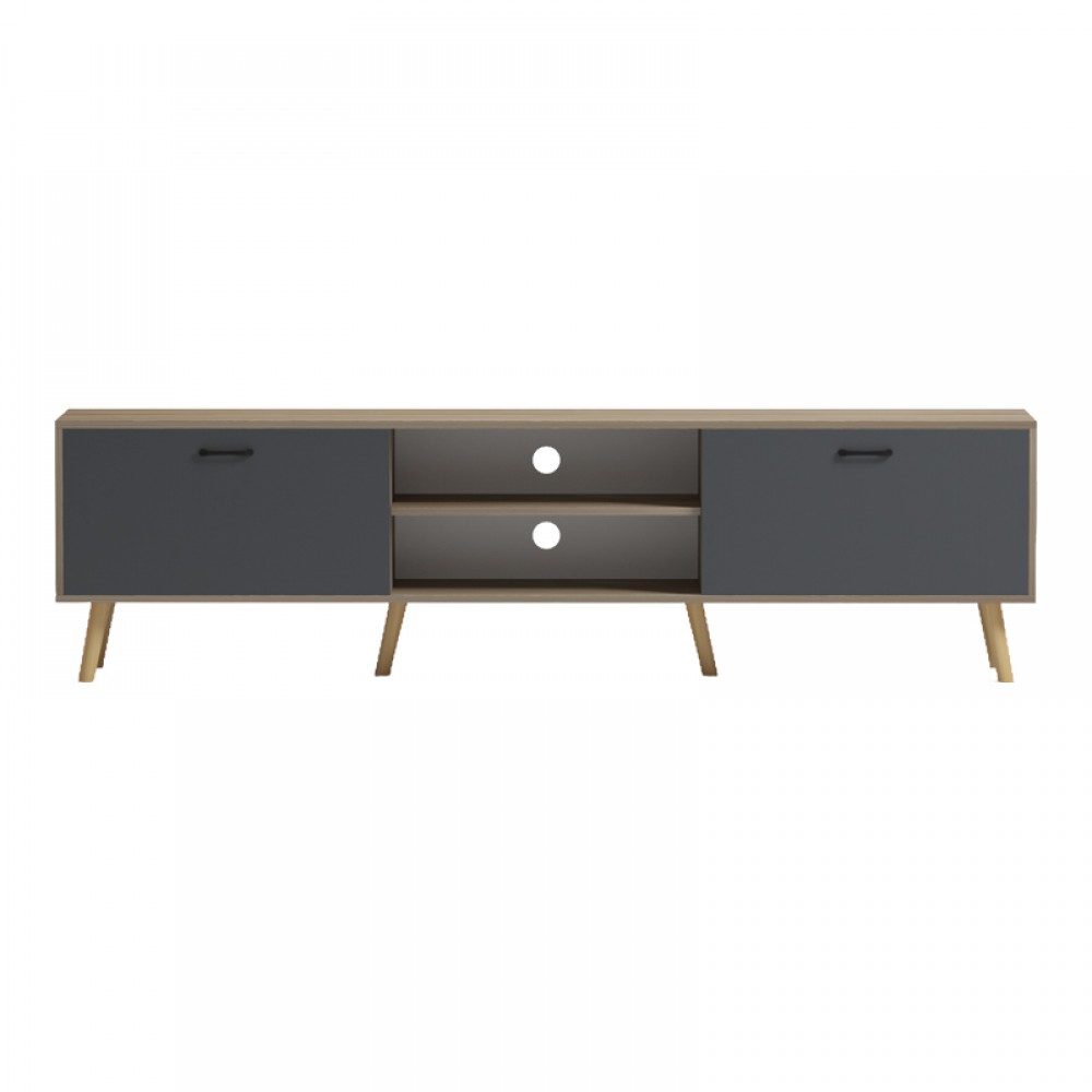 Έπιπλο Τηλεόρασης Gorna Pakoworld Sonoma-Ανθρακί 180X35X48.6Εκ