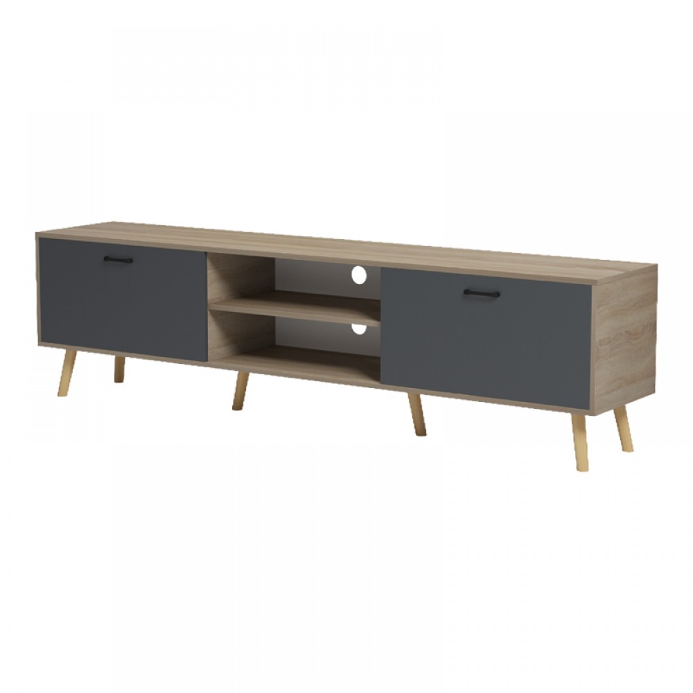 Έπιπλο Τηλεόρασης Gorna Pakoworld Sonoma-Ανθρακί 180X35X48.6Εκ