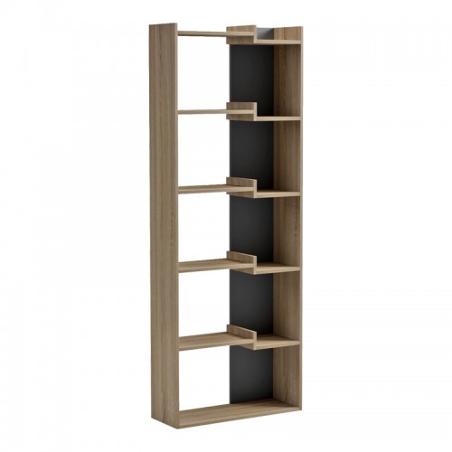 Βιβλιοθήκη Corpus Pakoworld Sonoma - Ανθρακί 61X22X162Εκ