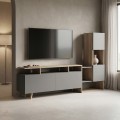 Σύνθετο Σαλονιού Defry Pakoworld Sonoma-Ανθρακί 177.5X31.5X110Εκ