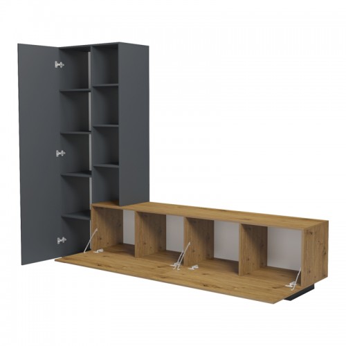 Σύνθετο Σαλονιού Tilveo Pakoworld Oak-Ανθρακί 230X41.5X180Εκ