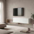 Έπιπλο Τηλεόρασης Επιτοίχιο Olande Pakoworld Sonoma-Λευκό 210X35X48Εκ
