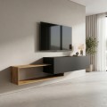 Έπιπλο Τηλεόρασης Επιτοίχιο Olande Pakoworld Oak-Μαύρο 210X35X48Εκ