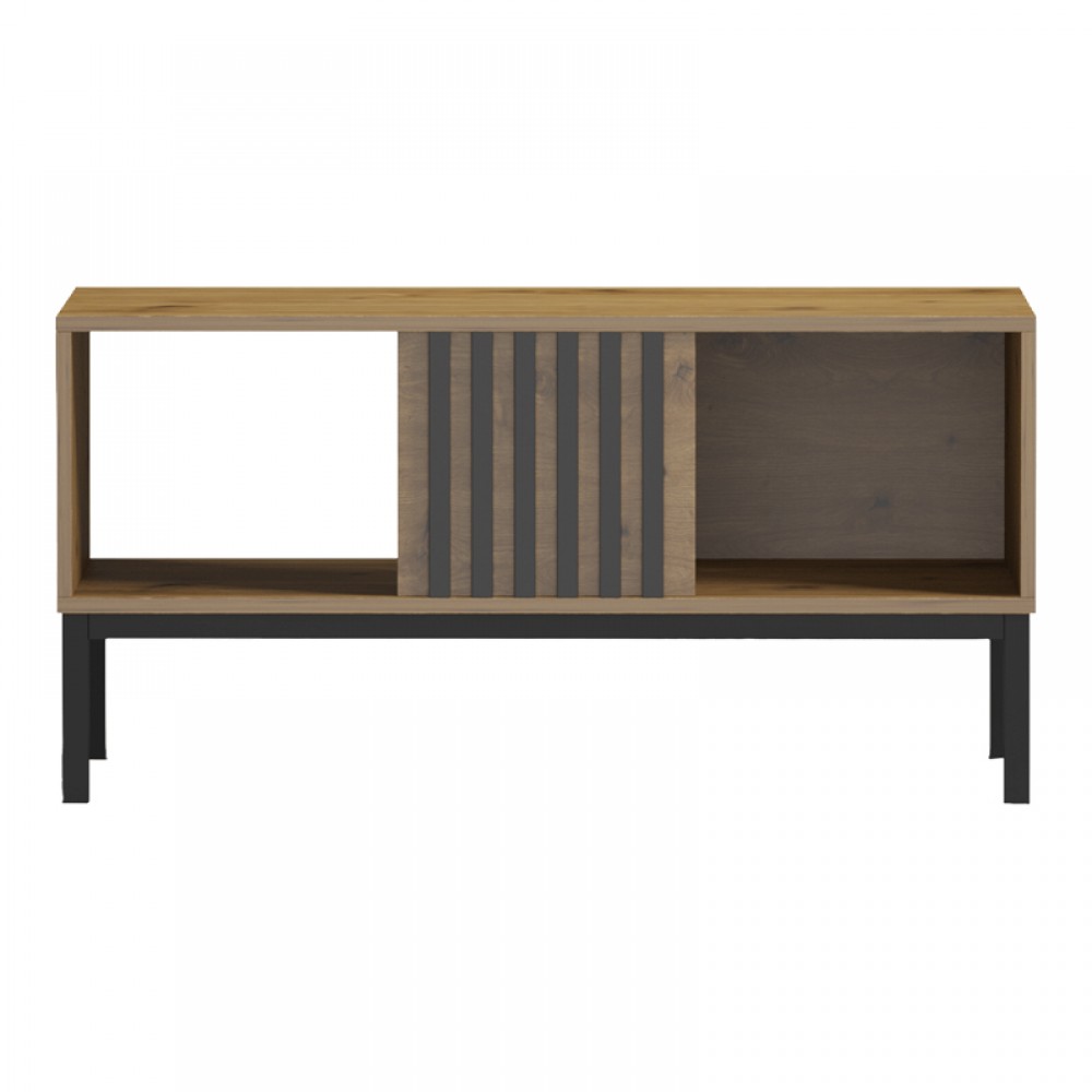 Τραπέζι Σαλονιού Delanka Pakoworld Oak-Μαύρο 92X50X46Εκ