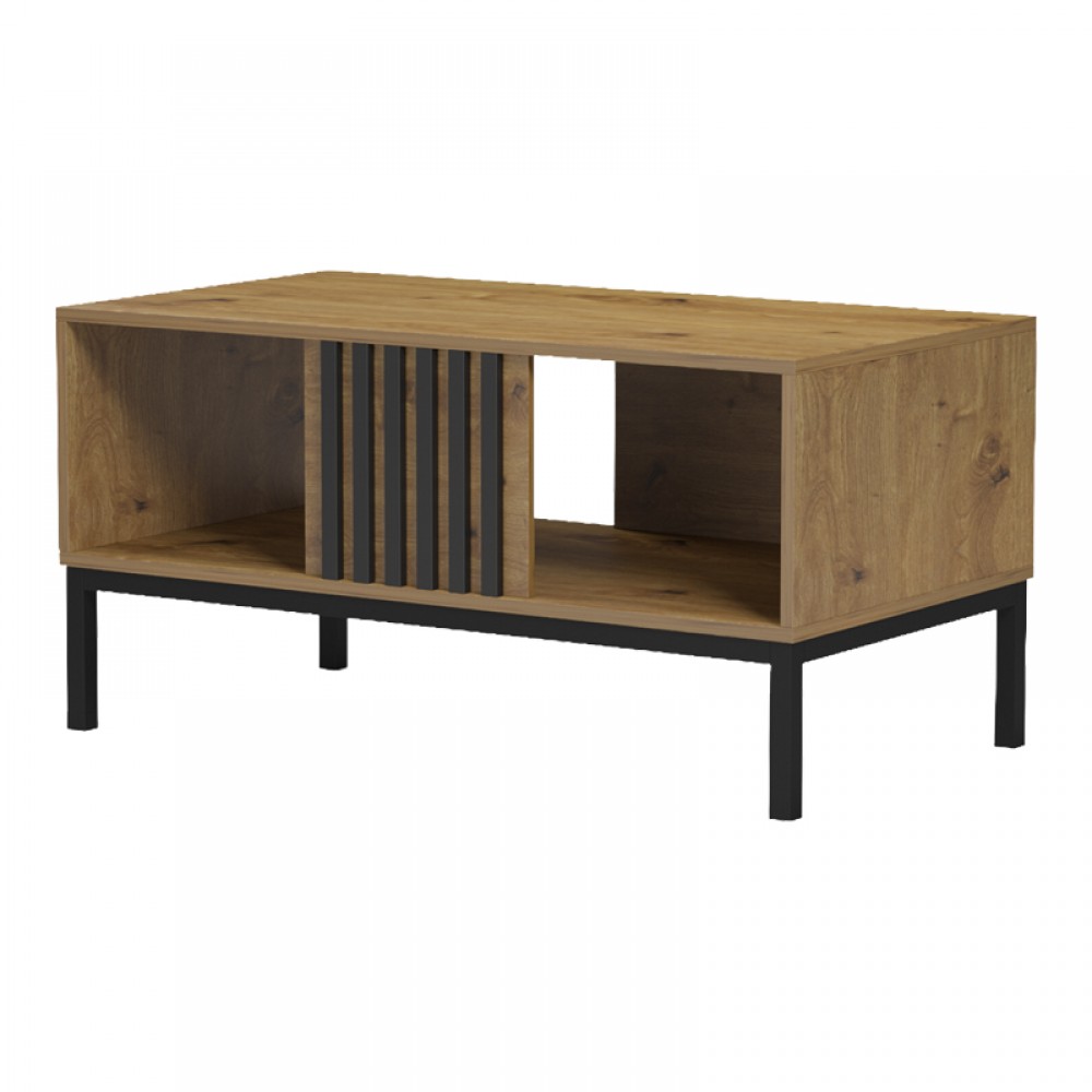 Τραπέζι Σαλονιού Delanka Pakoworld Oak-Μαύρο 92X50X46Εκ