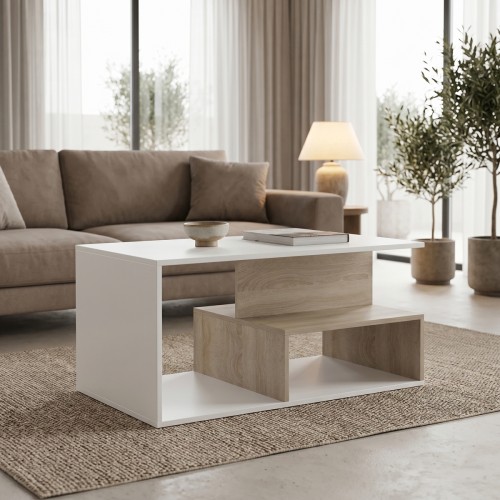 Τραπέζι Σαλονιού Kelena Pakoworld Sonoma-Λευκό 90X51X43Εκ