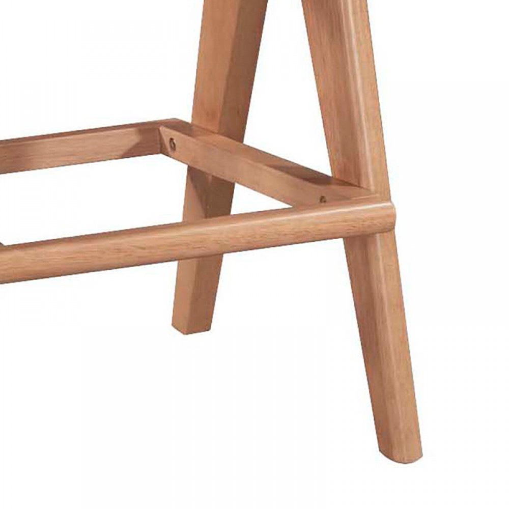 Σκαμπό Bar Winslow Pakoworld Ξύλο Rubberwood Ανοικτό Καρυδί-Pvc Rattan Φυσικό-Ύφασμα Γκρι 44.5X46X98Εκ