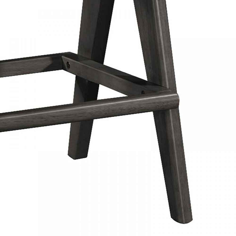 Σκαμπό Bar Winslow Pakoworld Ξύλο Rubberwood Μαύρο-Pvc Rattan Φυσικό-Ύφασμα Γκρι 44.5X46X98Εκ