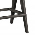 Σκαμπό Bar Winslow Pakoworld Ξύλο Rubberwood Μαύρο-Pvc Rattan Φυσικό-Ύφασμα Γκρι 44.5X46X98Εκ